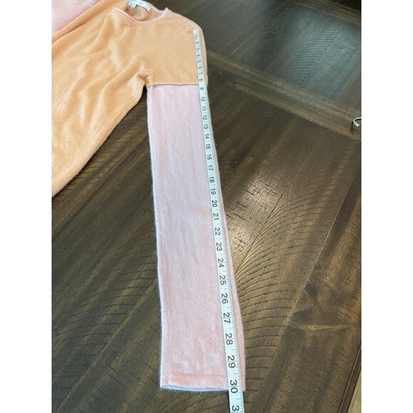 Esther Chen 100% Cashmere Sweater Large Peach Pink Colorblock Crew Neck CozyCore - Picture 6 of 8